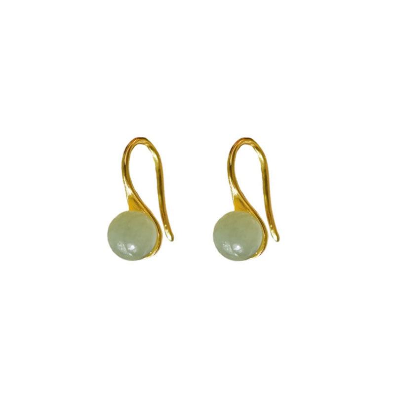 Tichiya Real Hetian/White Jade Earrings: 925 Sterling Silver, Ancient Chinese Style, High-End Elegance for Women