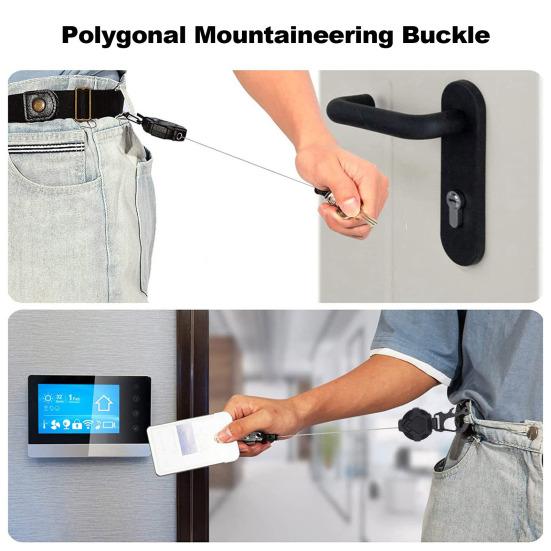 Heavy Duty Retractable Keychain with Magnetic Closure Tactical ID Badge Holder Reel Carabiner Clip Easy-pull Buckle