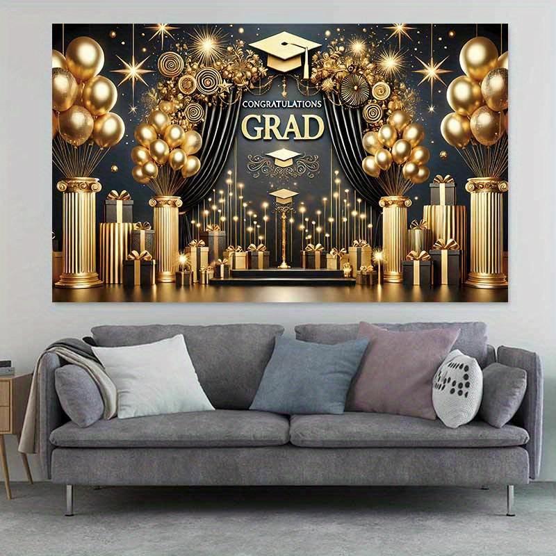 2D Gate Banner Memorable Moment Elegant Graduation Gate Banner - with Gold Balloon Graduation Party Decorations