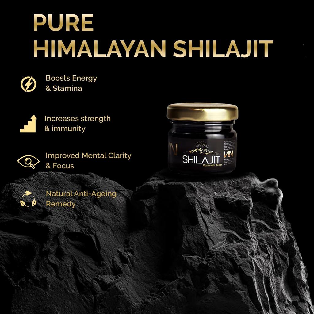 Resina di Shilajit/Shilajeet Truemenn con Kesar - 20g | Migliora l'immunità, la resistenza e le prestazioni per gli uomini | 80% di Acido Fulvico | Certificato Ayush & Lab T