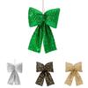 Christmas Sequins Bow Decorative Ornament With Glitter Fabric For Holiday Scene Setup