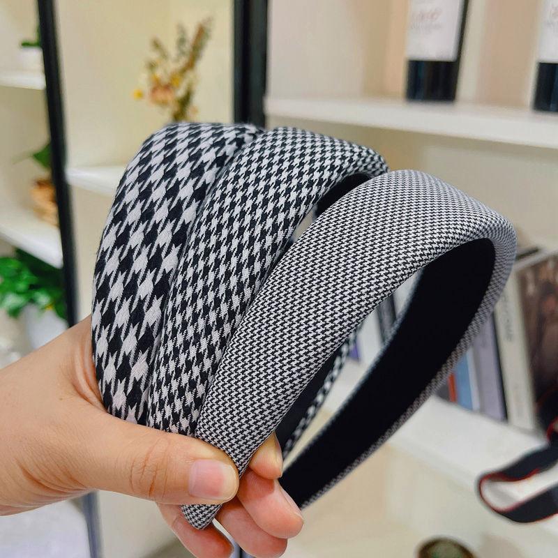 4CM Fashion Women's And Girls Plaid Headband with Sponge Padding Ladies Casual Hair Hoops Accessory