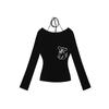 Dünne Sexy Off Schulter Schwarz T Shirt Frauen Y2k Vintage Langarm T Femme Dünnes Streetwear Damen Halter Tops Chic