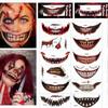 12pcs Halloween Mouth Temporary Tatoo Stickers Scary Clown Waterproof Tattoos Sticker Face Makeup Party Cosplay