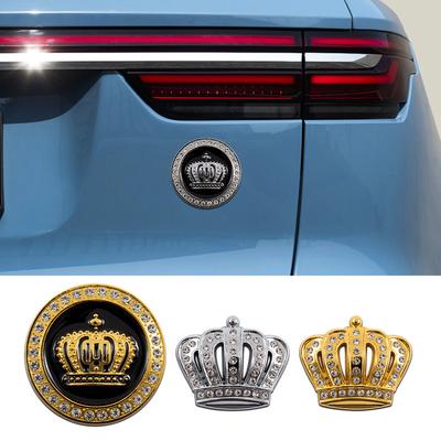Car Modification Body Sticker Diamond Crown Metal Car Logo Personalized 3D Three-dimensional Decorative Sticker Tail Label Side Label Scratch Sticker