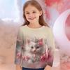 Children's Clothing Girl T-Shirts Long Sleeve Cute Cat 3D Print Casual Kids Spring Fall Clothes Girl Cartoon T-Shirts