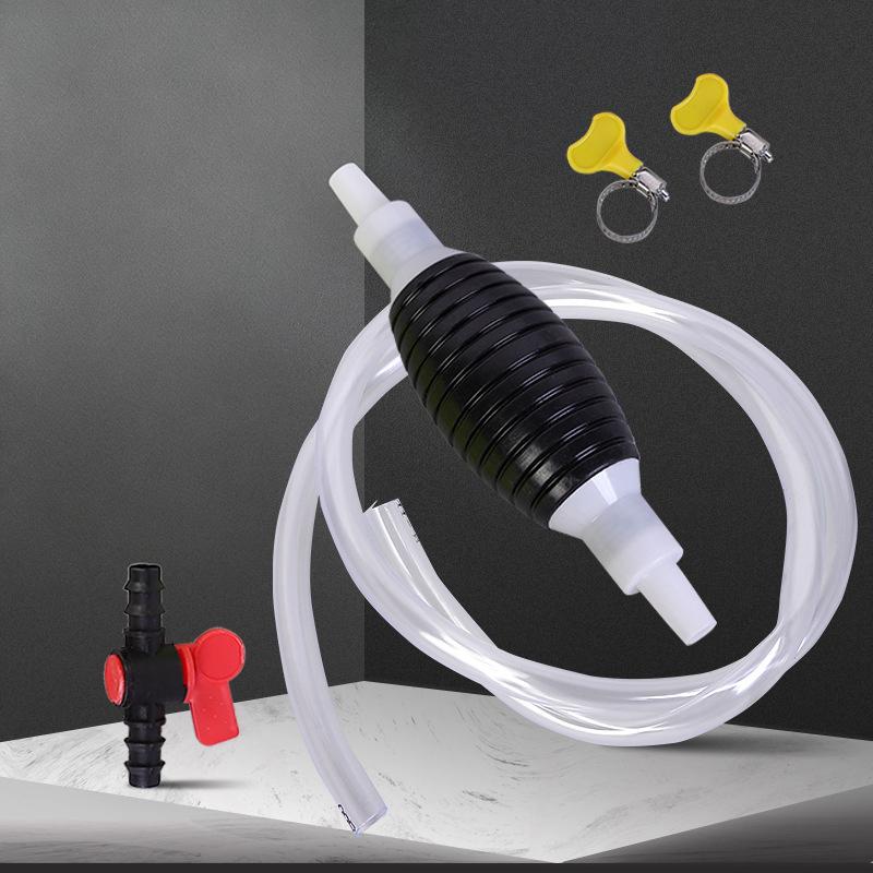 3FT Manual Hand Liquid Oil Petrol Water Fuel Siphon Pump Transfer Pipe Hose Tool Versatile for Garage Aquarium