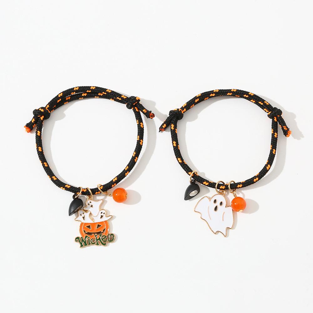 Halloween Ghost Pumpkin Charm Bracelets For Women With Magnetic Love Hearts And Adjustable Cord