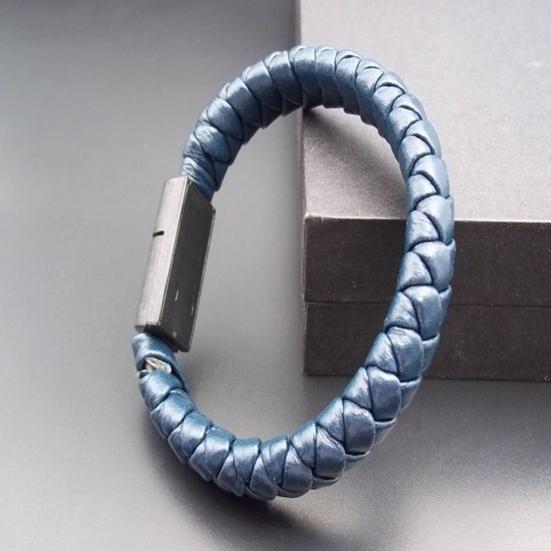 Portable Faux Leather Type-C Micro USB Woven Mini Charging Bracelet Data Cable