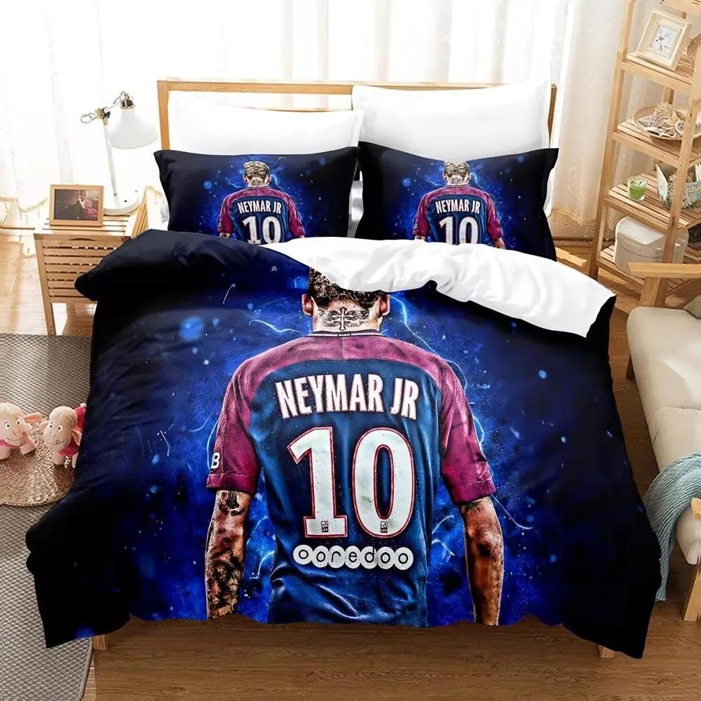 3D Printed Football Bedding Set N-Neymar Duvet Cover Pillowcase Adult boy Single Queen King Size Bedding Set Luxury Gift