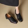 Fashion Autumn Cow Leather Women Pumps Fashion High Heels Square Toe Shoes for Women Thick Heel Side Zipper Women Loafers Zapatos Mujer