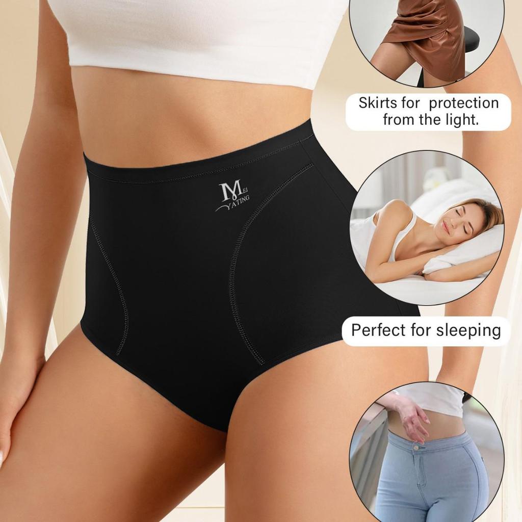 Women's High-Waisted Breathable Body Shaping Panties with Pure Cotton Crotch