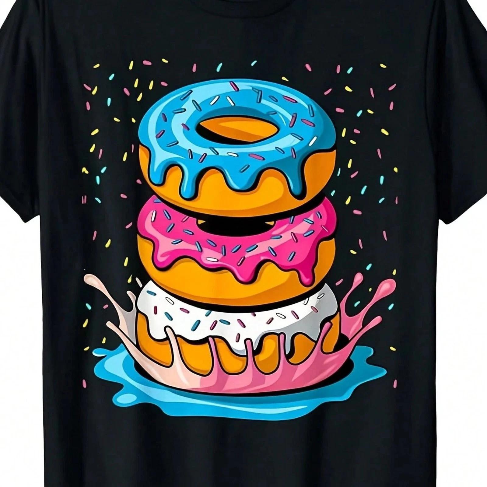 Vintage Donut Graphic Tee Mens Short Sleeve Funny Food Gift T-Shirt 2XL