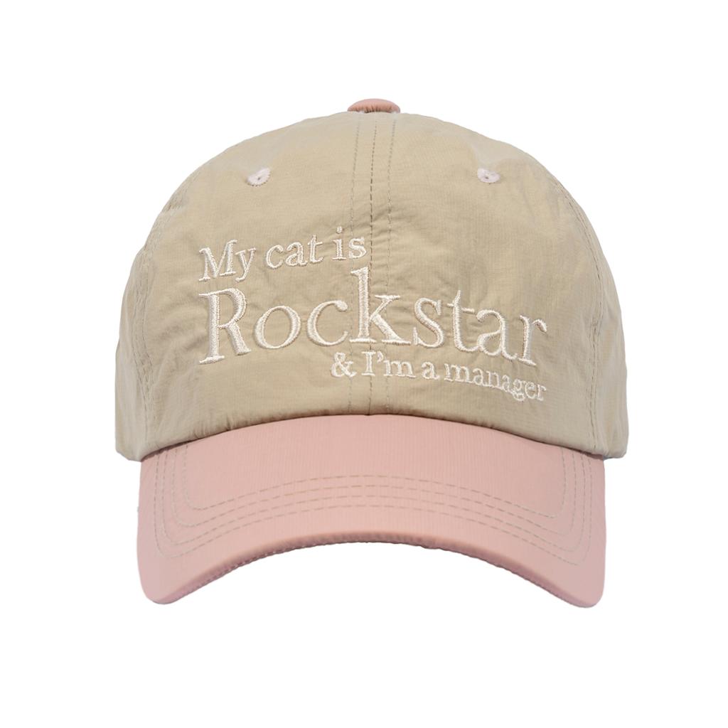 JOEGUSH Rockstar Cat Nylon Cap (Beige/Dusty Pink)