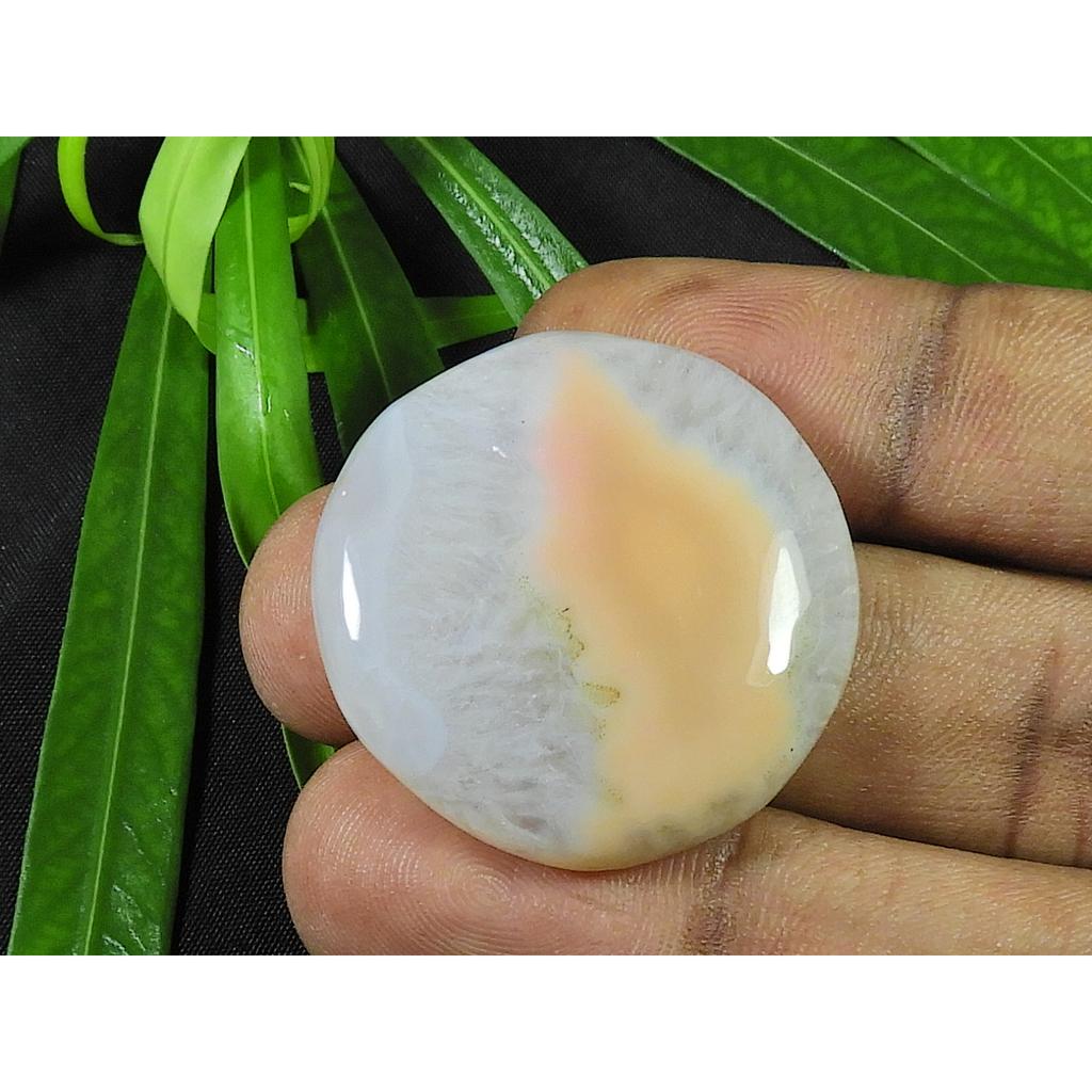 32X32X6MM Druzy Agát Kulatý Léčivý Krystal Kabošon Volný Drahokam 57Cts. SK-4153