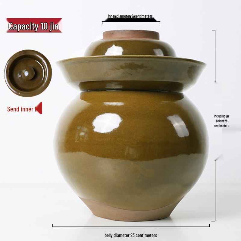Large Earthenware Sichuan Pickled Vegetable Jar - Traditional Ceramic Sauerkraut Pot for Home Use