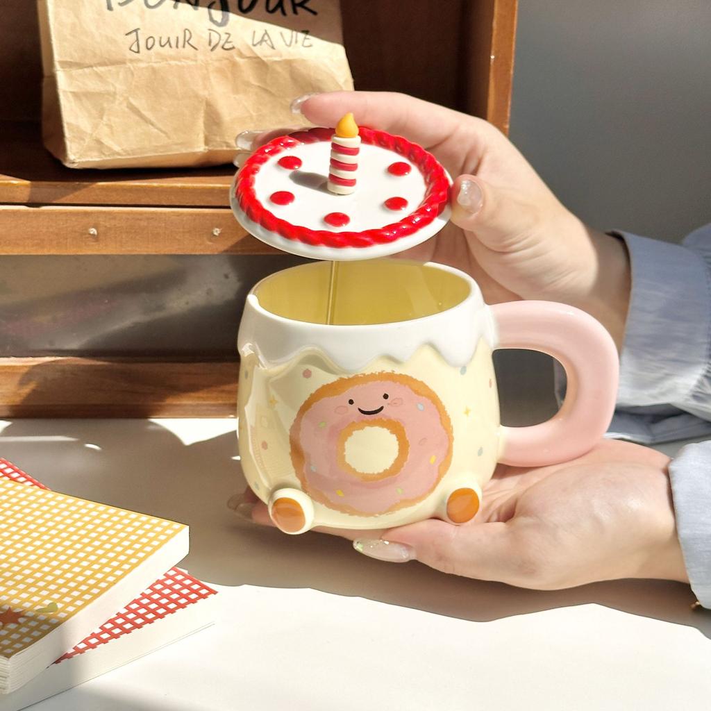 Birthday gift Cute apple cup High value ceramic household water cup Girls birthday gift souvenir gift box