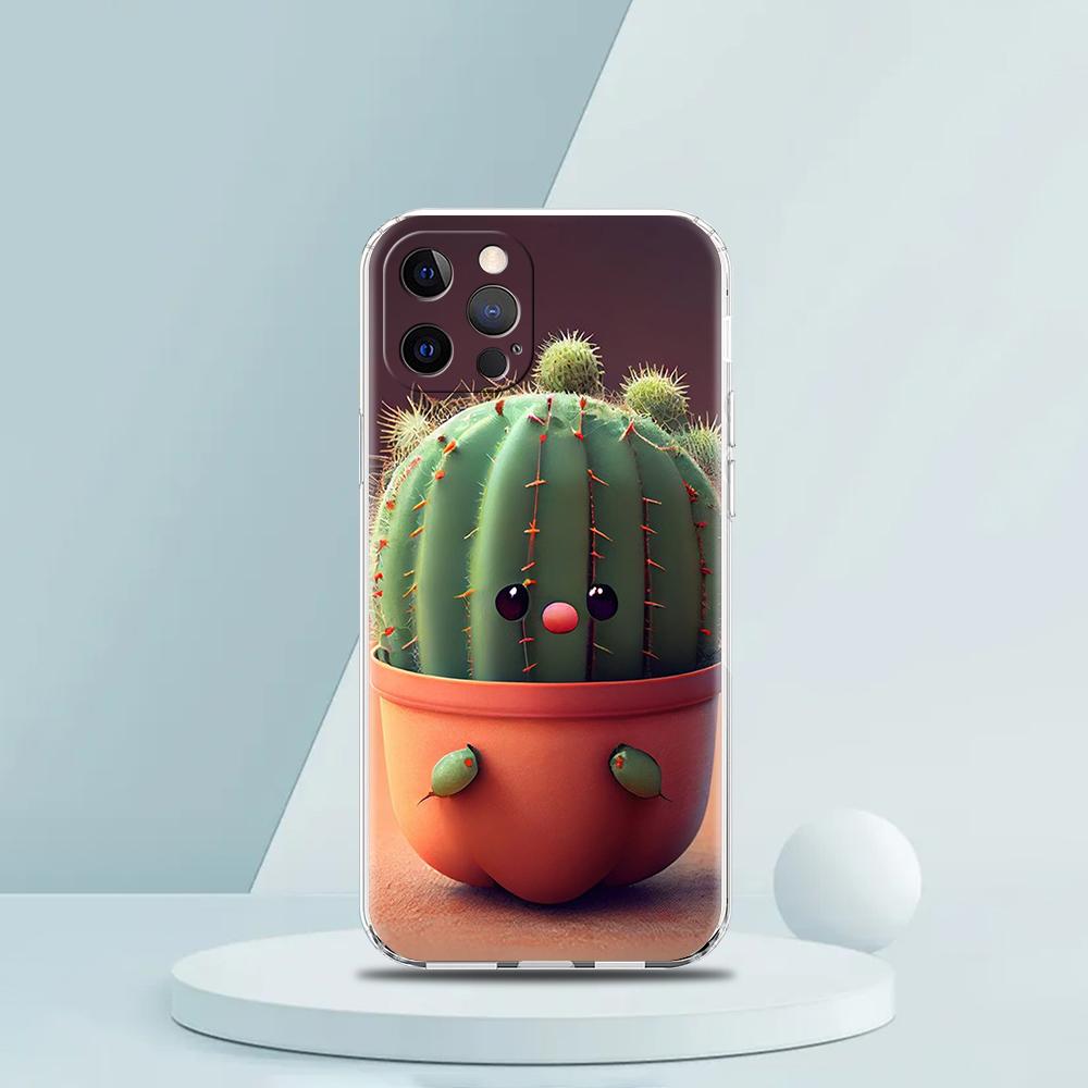 Plant Cactus Phone Case for iPhone 16 15 14 13 12 Pro Max Transparent Soft for iPhone 11 Pro Max 7 8 Plus XS XR Shell Bags