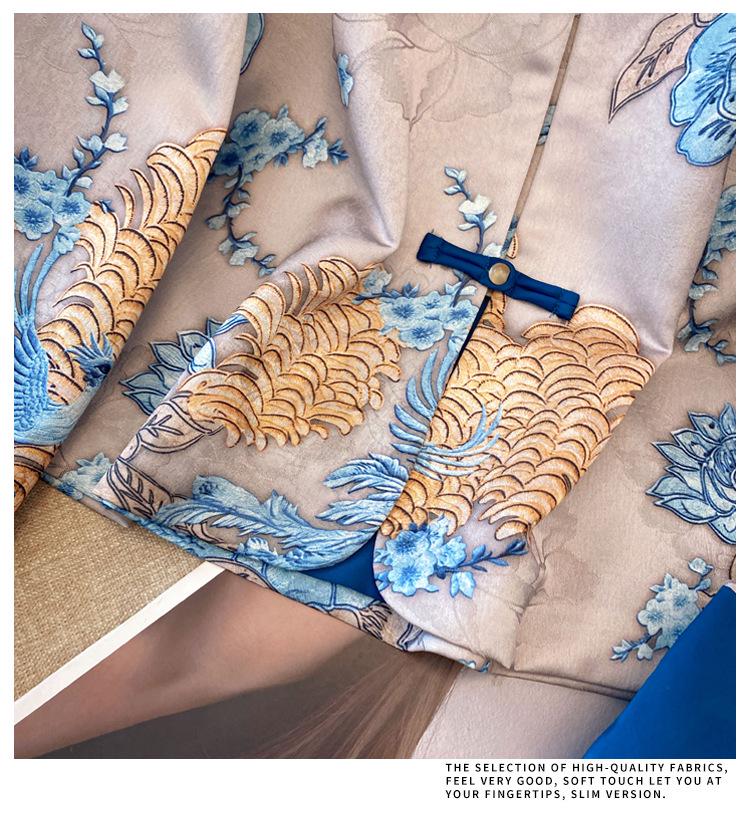 Silk Jacquard Satin Plus Size Oriental Vintage Jacket