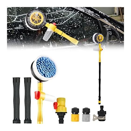 Rotating Car Wash Brush, High Pressure Water Gun Washing Car Wash Brush, 360 Degree Automatic Rotating Car Brush, Telescoping Multifunctional Car