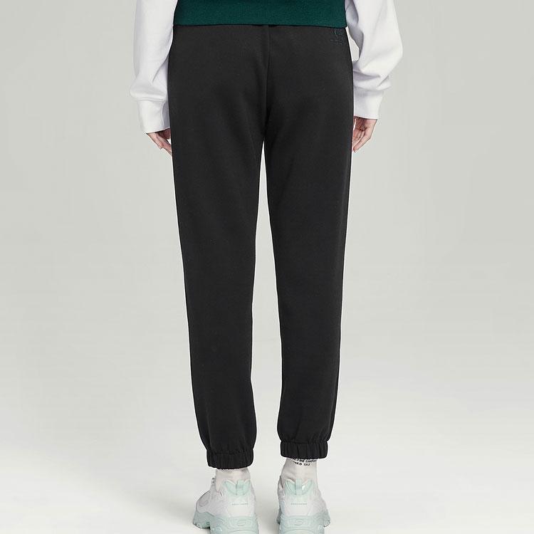 Skechers Solid Color Casual Versatile Mid-Rise Knitted Sports Pants Women bottoms Carbon-Black P423W053-0018