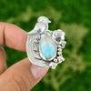 Natural Larimar Gemstone 925 Silver Promise Bird Adjustable Ring For Girls