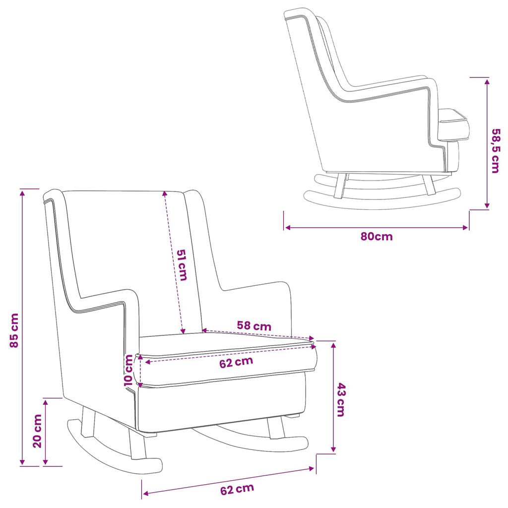 Rocking Chair Light Grey 62 x 80 x 85 cm Fabric