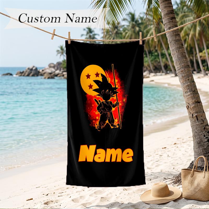 Dragon Ball Custom Name Printed Beach Towel Personalized Soft Towel For Swimming Beach Travel