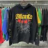 Unisex Hip Hop Oversized Hoodie With 3D Foil Web Print Cotton Heavyweight Sweatshirt Winter