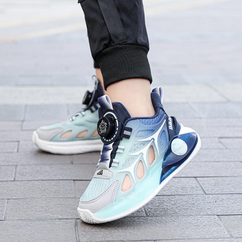 Classmates Boys Summer Single Mesh Breathable Soft Bottom Older Children Rotating Buckle Hollow Frame Shoes Children's Physical Education Sneakers