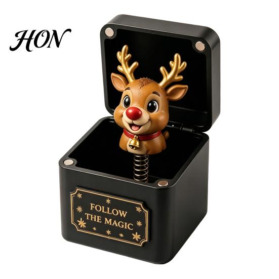 Snowman Reindeer Decor Christmas Magic Gift Box, Spring-Loaded Pop-Up Holiday 3D Santa Children Entertainment Claus Angel Elk Trick Box for