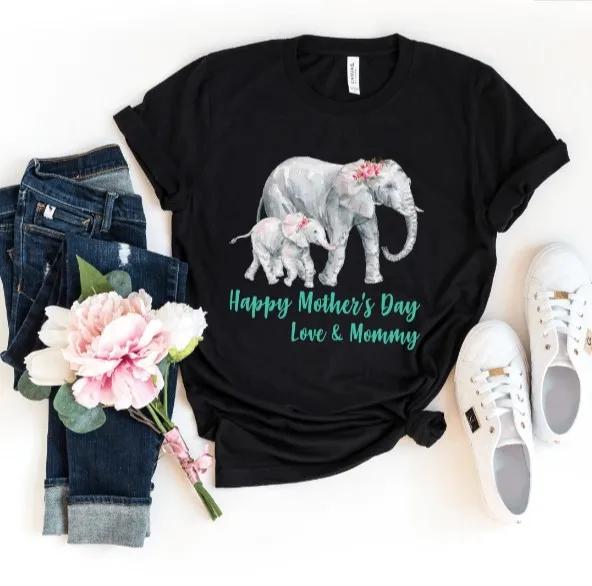 Mothers Day Shirts Matching Mom and Baby Bodysuit, Baby and Mama Elephant Mommy and Me Shirt Set Mama Elephant Baby - Men s S... S