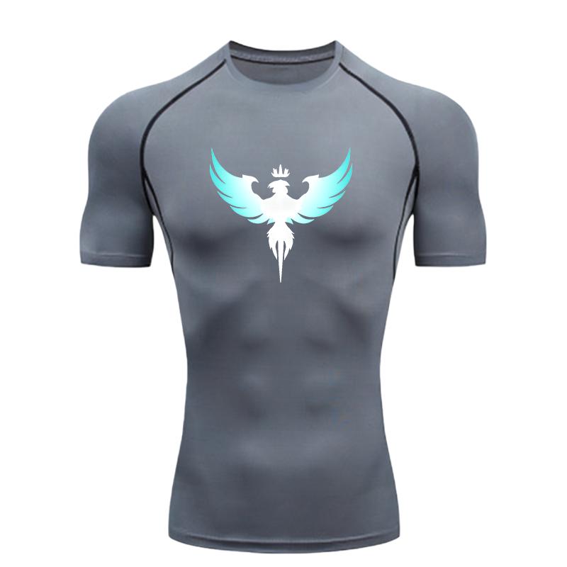 Black Phoenix with Red Wings Men's Sports T-shirt Training Fitness Compression Workout T-Shirt Rashgard Tops T-Shirt