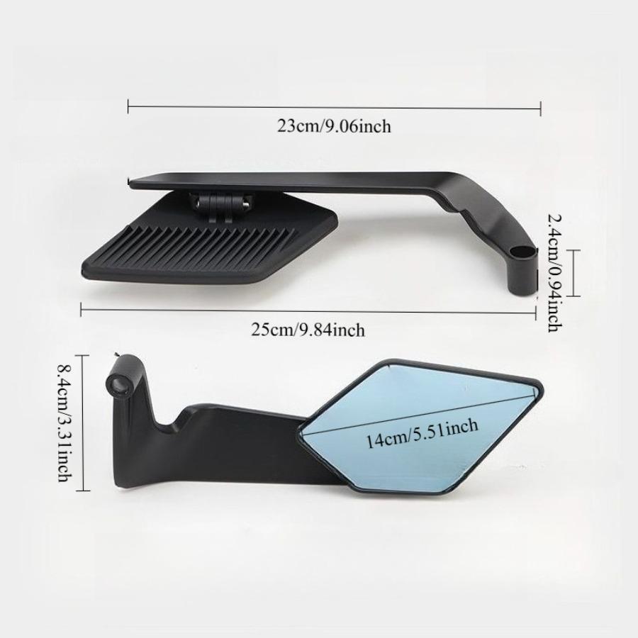 New Wide-View Motorcycle & Electric Bike Mirrors - Anti-Glare Aluminum Blade-Style Wind Deflector Mirrors