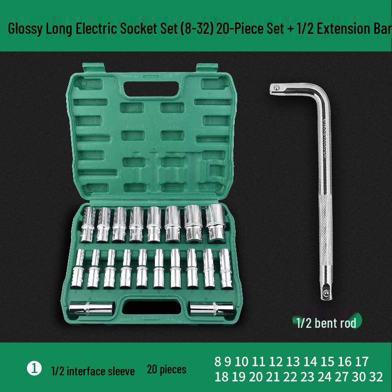 Extended Electric Hex Socket Hand Drill and Impact Wrench Tool Set