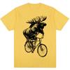 Funny Moose on Bicycle Graphic T Shirt Men Women Vintage Harajuku Creativity T-shirts Oversized Cotton Casual T-shirt