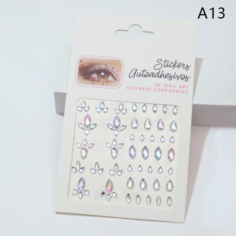 1Sheet Eye Body Face Gems Jewels Pearl Rhinestone Stickers Self Adhesive Crystal Rainbow Makeup Diamonds Face Decoration Sticker