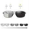 1pc Photochromic Sunglasses Fashion Classic Men Square Driving Goggles Polarized Day Night Chameleon Glasses