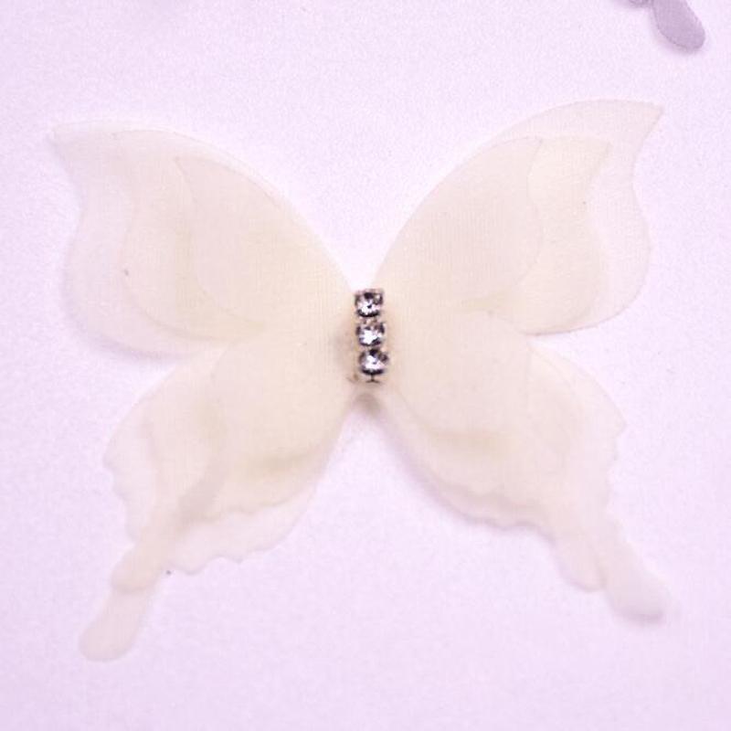 

10 шт. трехслойные алмазные трехмерные шифоновые наклейки-бабочки для одежды, аксессуары для волос, аксессуары для одежды бежевый