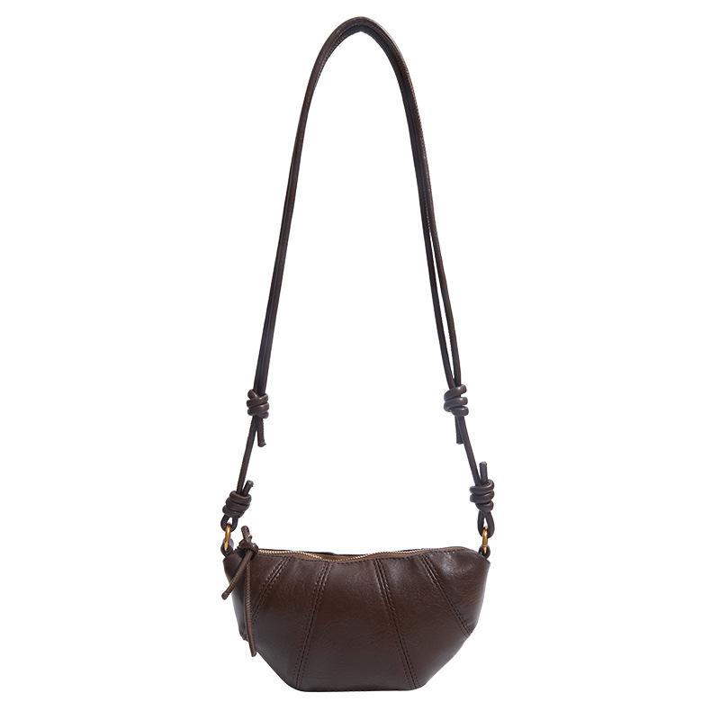 Faux Leather Moon Shape Shoulder Bag for Women Fashionable Crossbody Bag with Knotted Handle Design