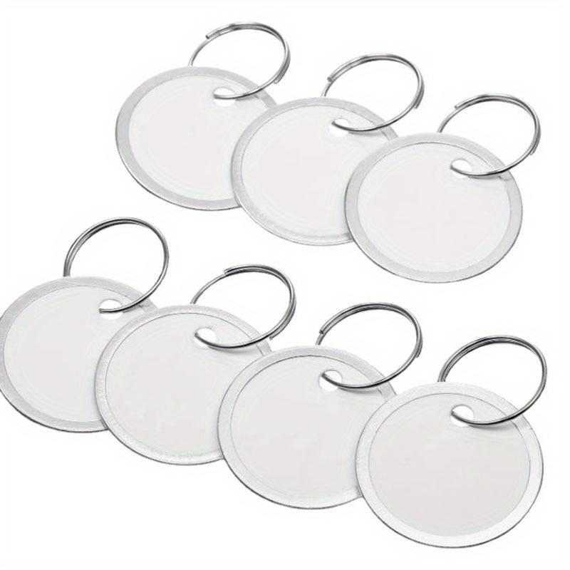 50pcs Round Paper Key Tags (White) – Metal Rim & Ring for Car Keys, Door Keys