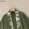 ZANZEA Womens Print Casual Half Sleeve Cardigan Cover Up Blouse