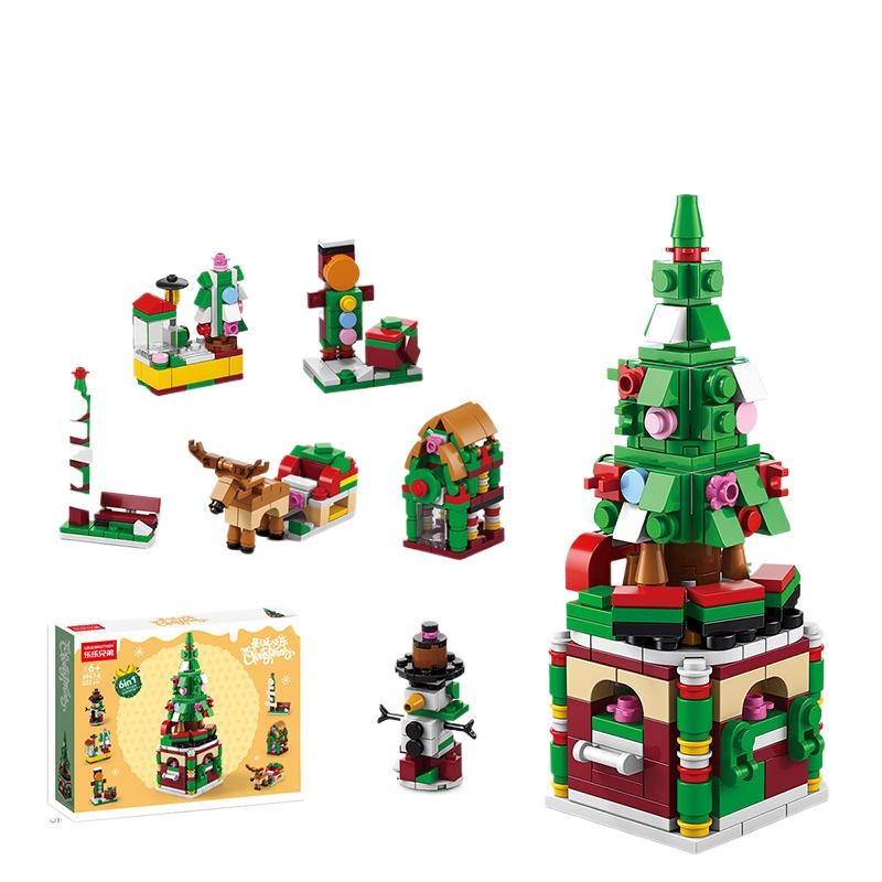 6 In 1 Christmas Train Model Building Blocks Bricks Sets Classic Dolls Kids Toys Gift