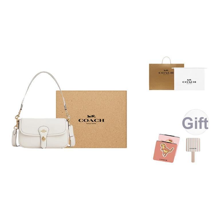 Coach Hadley 25 Metal Logo Turnlock Closure Leather Crossbody Shoulder Bag Medium Women Bags White CY683-IMCHK