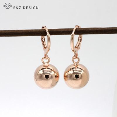 Moda Hollow sferyczne różowe złoto kolor okrągły metalowy spadek kolczyki dla kobiet prosta biżuteria ślubna