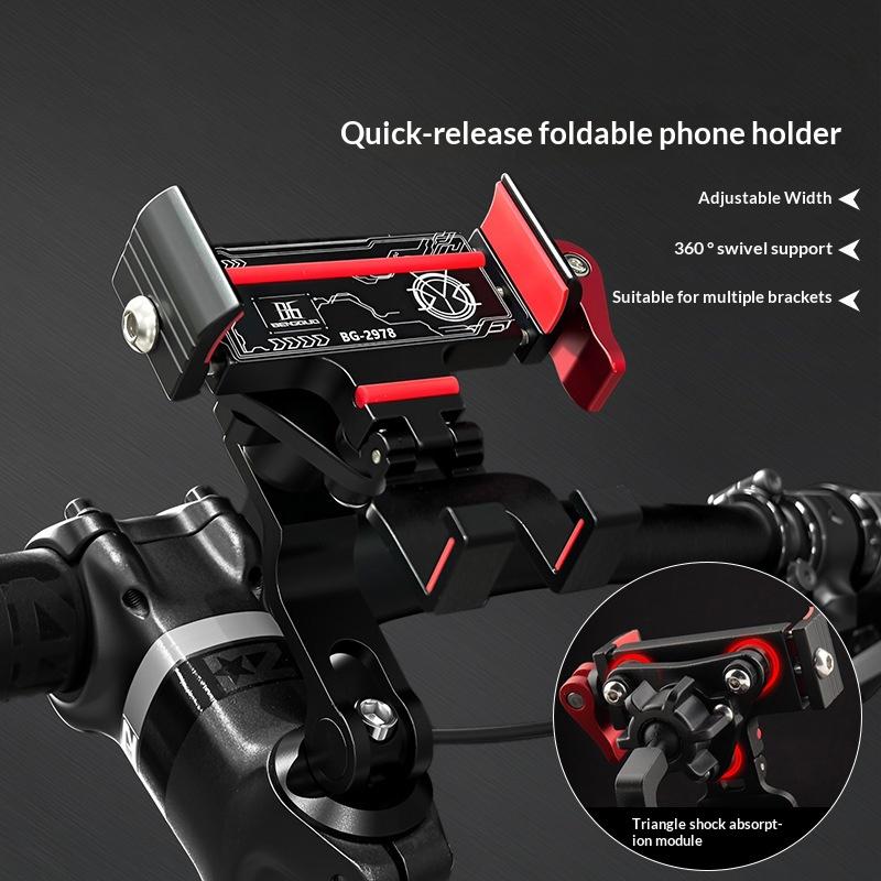 BENGGUO Bicycle Motorcycle Phone Mount 360-Degree Rotation Adjustable Handlebar Holder Aluminum Alloy Anti Shake