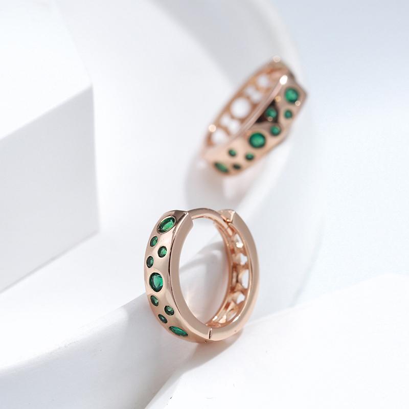 New Classic  Rose Gold Drop Earring Geometric Green Natural Zircon Earrings Girl'S Unusual Accessories For Woman