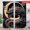 Klassische 3D geprägte schwarze Drachentotem Metall bedruckte Vorhänge, Stangentaschenvorhänge, Heimdekoration, Raumdekoration