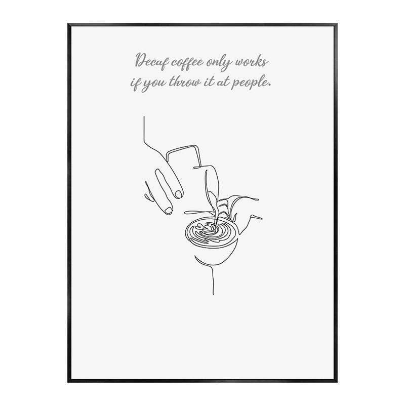 Abstract Line Drawing Coffe Poster Funny Quotes Kitchen Decorative Paintings Canvas Nordic Wall Art Picture Home Cafe Decoration