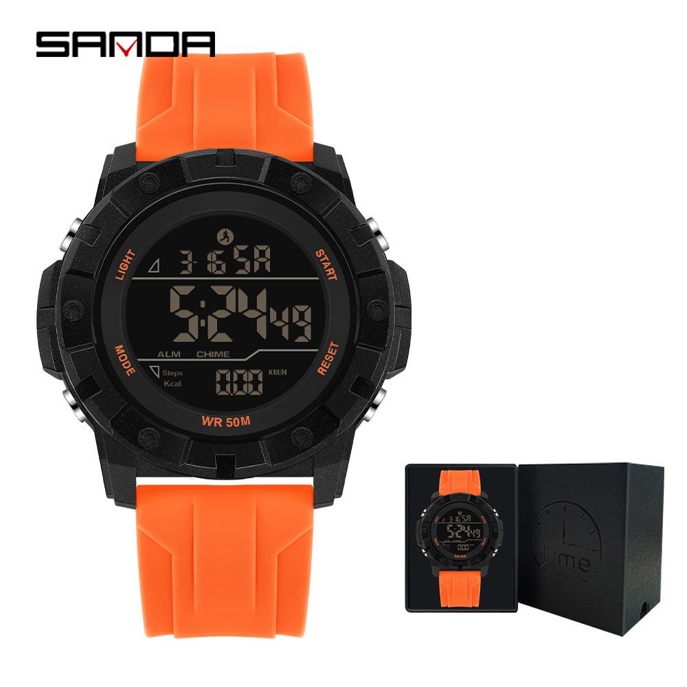 Sanda Multi-Function Smart Watch: Waterproof, Pedometer, Alarm Clock for Hiking & Sports - Unisex